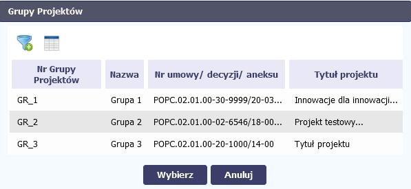 39 Dla Umowy/decyzji tworzonej na podstawie Wniosku o dofinansowanie Użytkownik uzupełnia pole Numery Grupy Projektów z poziomu karty Umowy/decyzji.