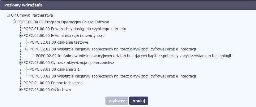 9 W kroku tym użytkownik może jeszcze anulować rejestrację, wybierając przycisk Anuluj w oknie Wybór wniosku o dofinansowanie.