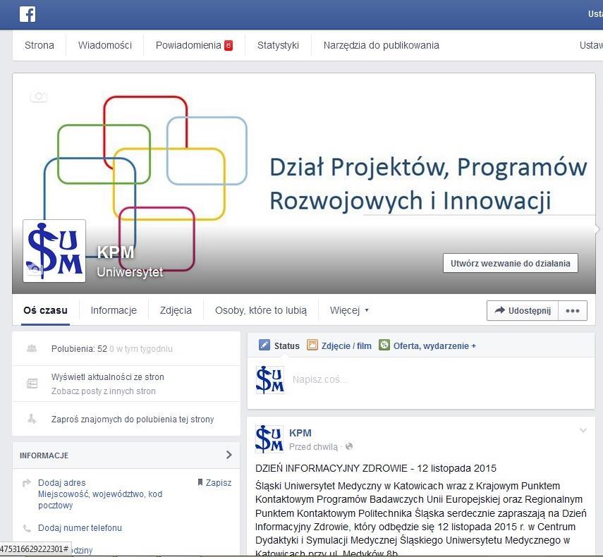 Konto Facebook: Dział Projektów,