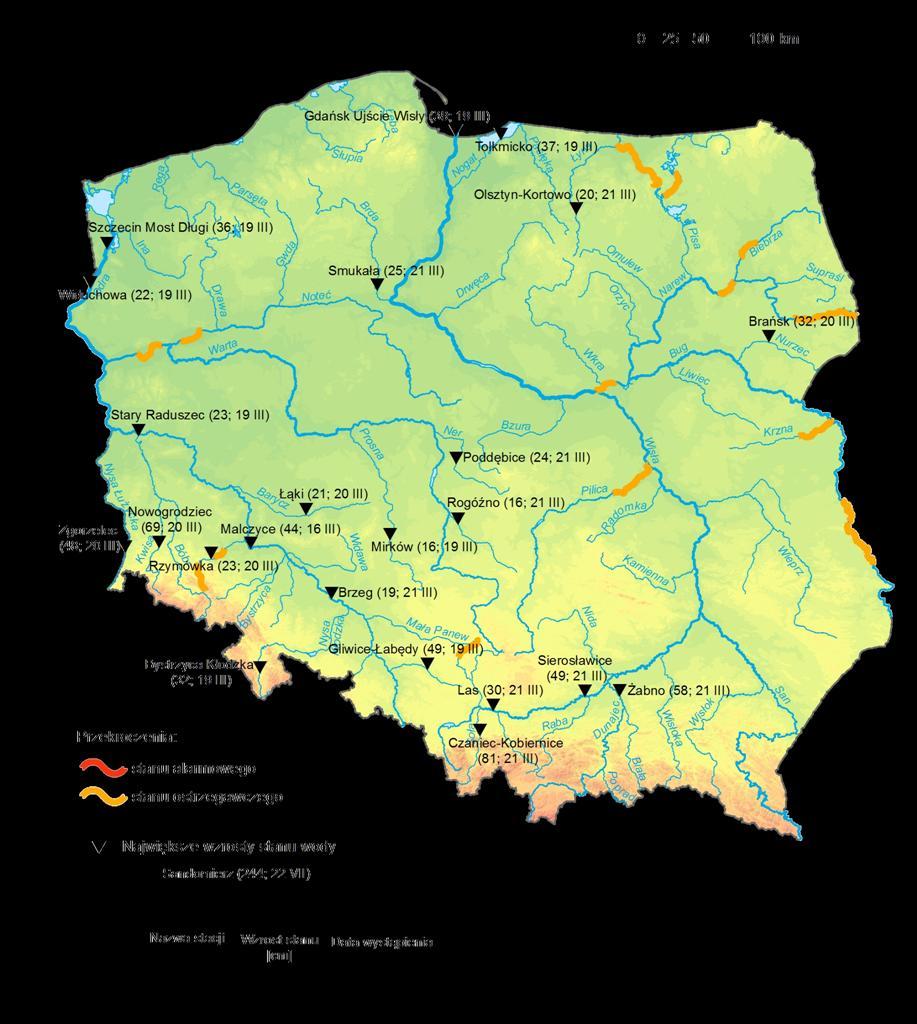 4. Przekroczenia stanów ostrzegawczych i alarmowych oraz najwyższe dobowe wzrosty