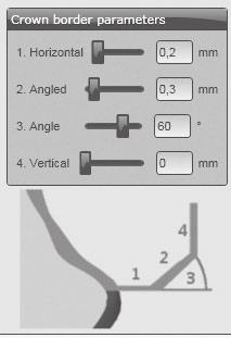 ZASTOSOWANIE Parametry krańcowe w oprogramowaniu CAD Należy zważać na wystarczającą grubość ścianek. Zalecane wartości to: _1. Grubość krawędzi (Horizontal): 0,2 mm _2. Pod kątem (angled): 0,3 mm _3.