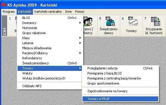 Rys. 7. Moduł APW22 Kartoteki Po uruchomieniu opisywanej funkcji program sprawdza czy istnieje wcześniej pobrana lista towarów dofinansowanych.