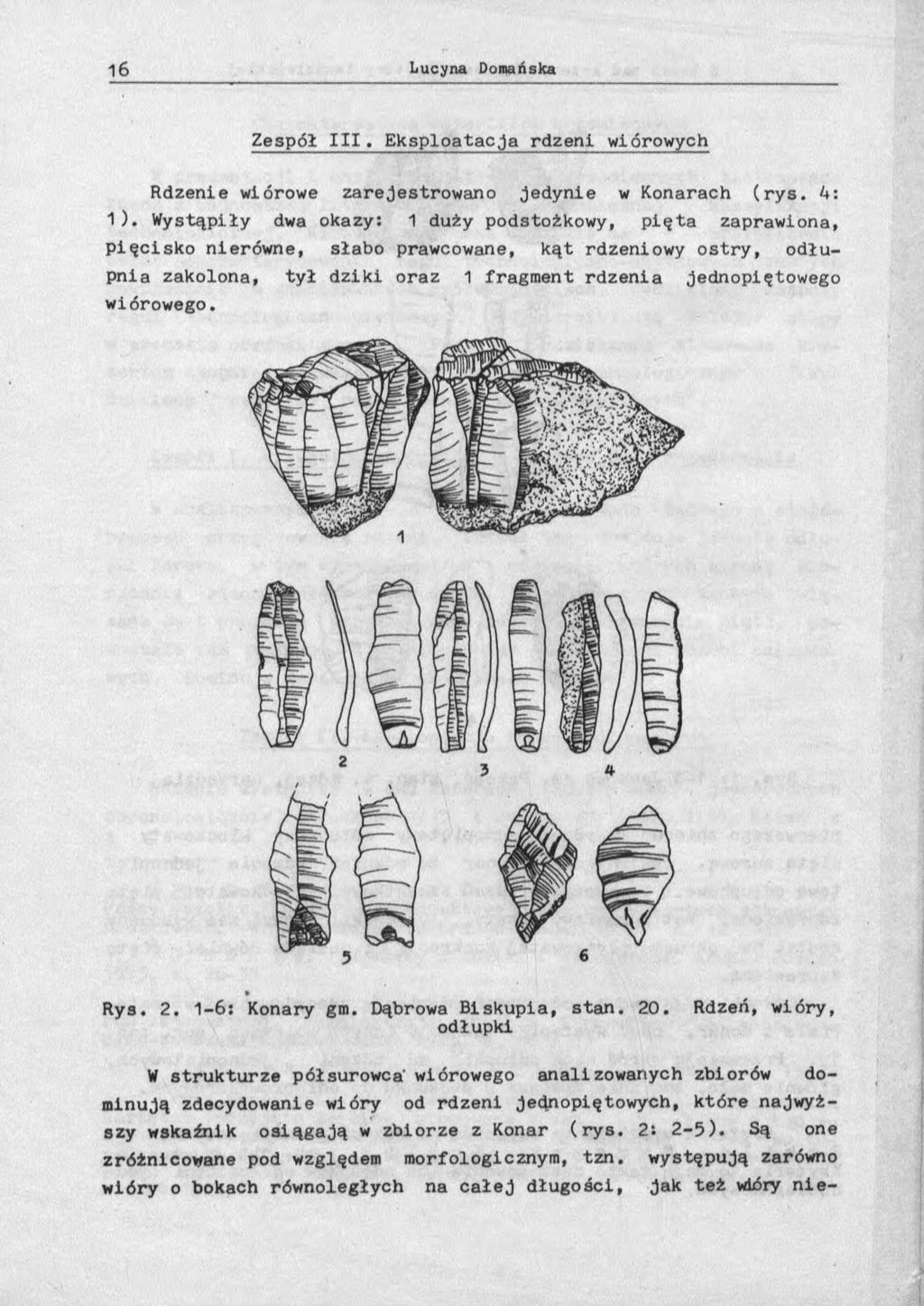 Zespół I I I. E k s p lo a ta c ja rdzeni wiórowych Rdzenie wiórowe zarejestrow ano jedynie w Konarach ( r y s. U: ).