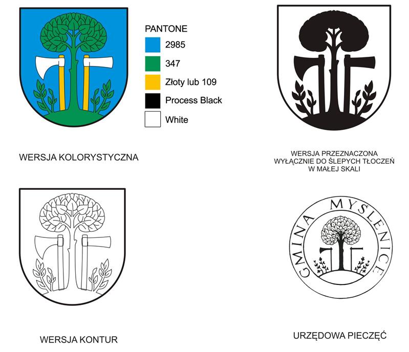 Załącznik Nr 2 do Statutu Gminy Myślenice Wizerunek herbu (logo) można wykorzystać do celów promocji miasta po uzyskaniu pisemnej zgody udzielonej przez Burmistrza Miasta i Gminy Myślenice.