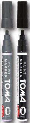 Marker olejowy PX-203, biały 23% na zam. Marker olejowy PX-203, srebrny 23% na zam. Marker olejowy PX-203, złoty 23% Marker olejny Pojemność 6.5 ml. Nie zawiera Xylenu. 15 intensywnych kolorów.