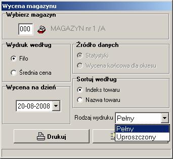 VinCent - moduł GM 16.5 Wycena magazynowa. Wycenę magazynową możesz sporządzić na dowolny dzień pole Wycena na dzień.