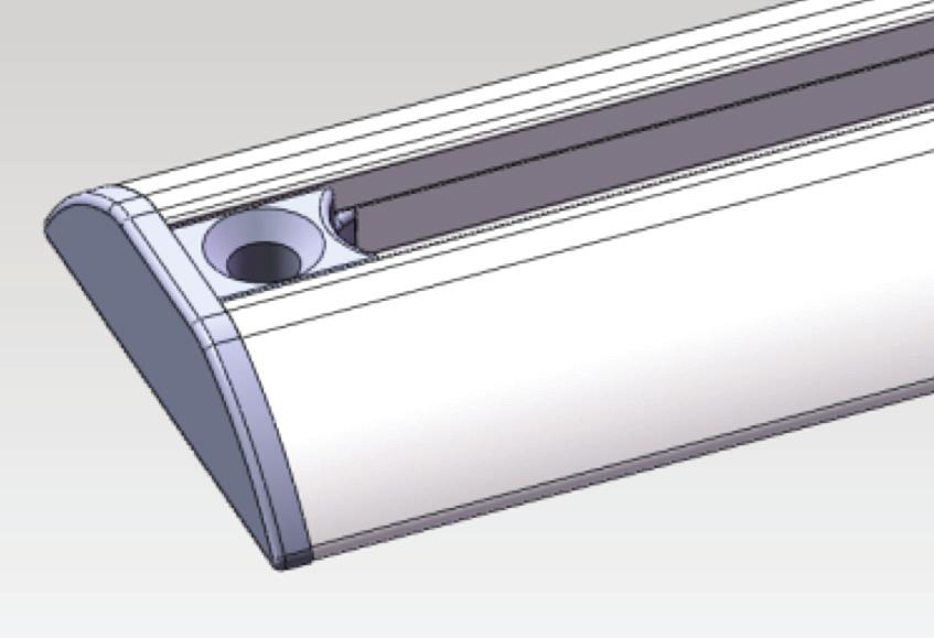 9. Systemy szynowe składane Informacje ogólne Elementy 27.4mm Górna szyna aluminiowa w kolorze aluminium 25mm 31.2mm 8.