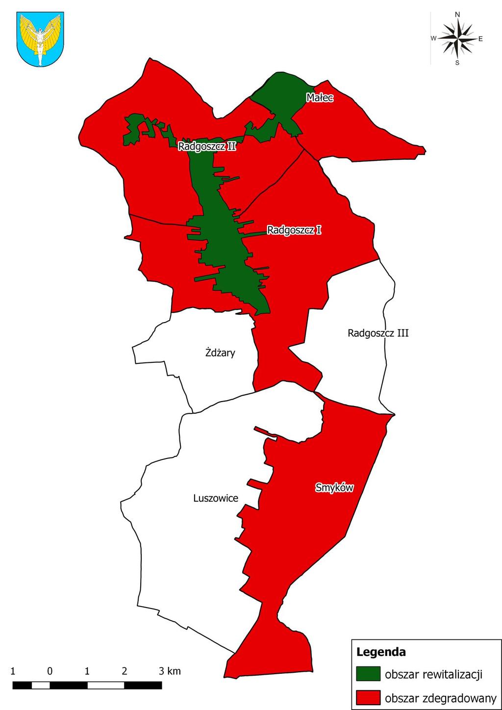 Mapa 2 Obszar rewitalizacji na tle obszaru