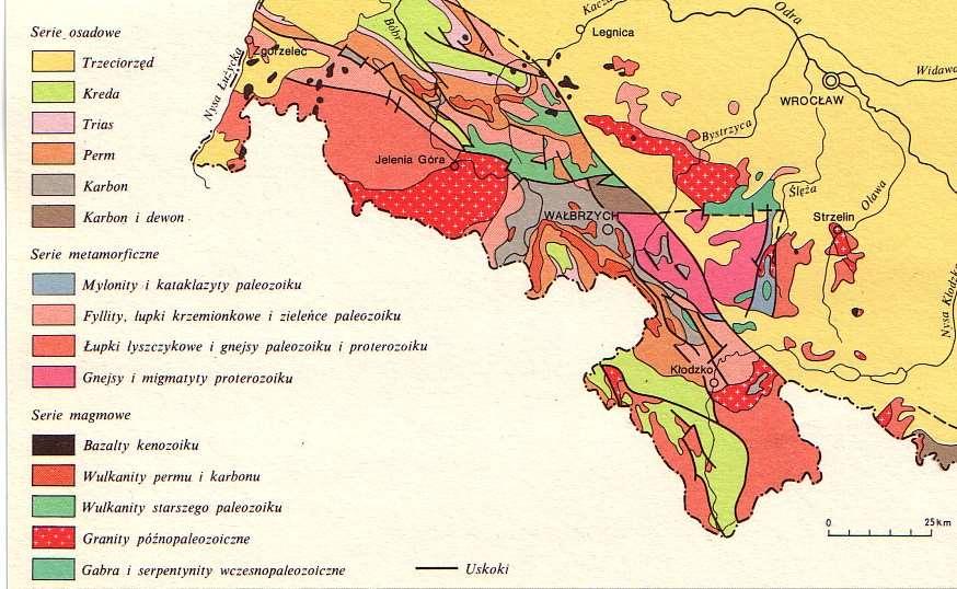 Mapa geologiczna Sudetów Wojcieszów -