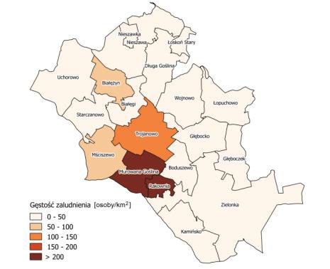 254 Adam Zydroń i in. 3.2. Analiza czynników atrakcyjności inwestycyjnej terenu pod budownictwo mieszkaniowe Opracowano mapy gęstości: zaludnienia (rys. 1a), sieci dróg (rys.