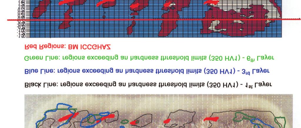 The coarse former austenite grain is fully decorated by fresh M-A component, which transformed from fresh austenite on cooling from IC temperatures experienced by BM CGHAZ during manufacturing of