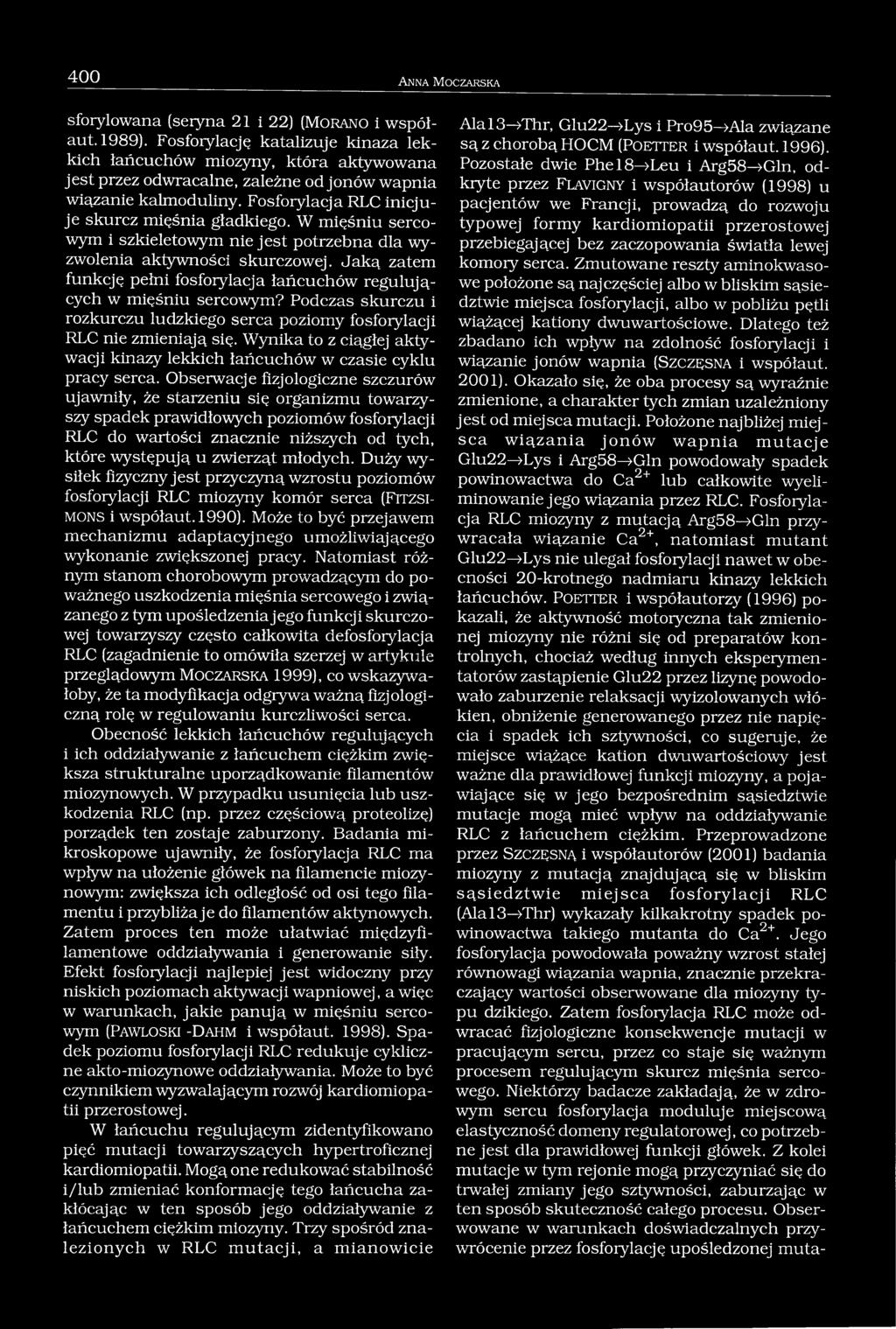 W mięśniu sercowym i szkieletowym nie jest potrzebna dla wyzwolenia aktywności skurczowej. Jaką zatem funkcję pełni fosforylacja łańcuchów regulujących w mięśniu sercowym?