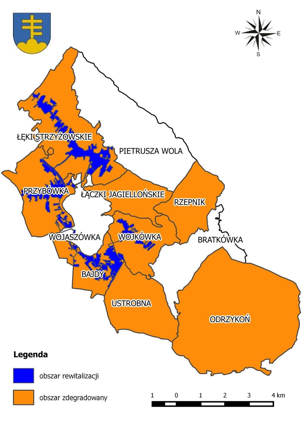 Mapa 15 Lokalizacja obszaru rewitalizacji na tle obszaru