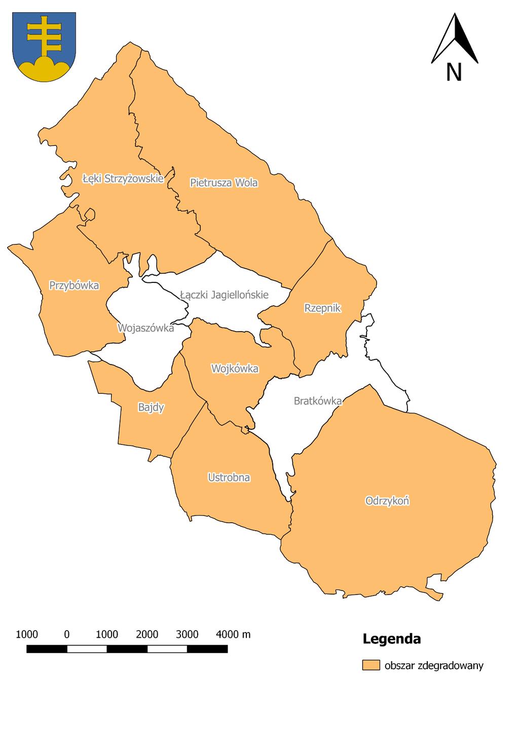 Mapa 14 Granice wyznaczonego obszaru zdegradowanego na