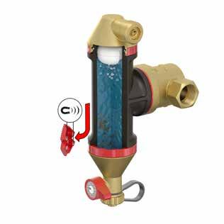 Flamco Smart: separacja co najmniej 40% na cykl. Supermagnesy Cztery neodymowe super magnesy są scalone z logo na zewnątrz Flamco Clean Smart i Flamcovent Clean Smart (rys. A).