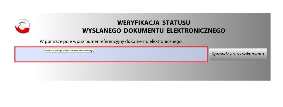 Wypełniamy formularz numerem z pozycji 2 deklaracji VAT. Klikamy Sprawdź status dokumentu.