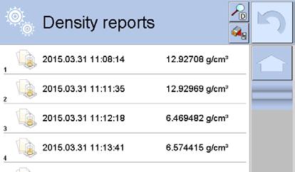 danych w pozycji <Density reports>.