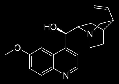 Chinina Chinina (Rys. 4.) jest alkaloidem o właściwościach antymalarycznych. Ze względu na swój intensywnie gorzki smak jest wykorzystywana w produkcji toników.