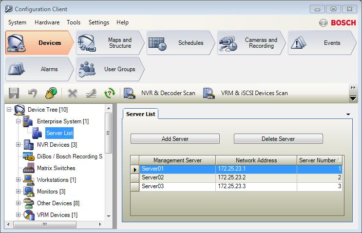 Bosch Video Management System Przykładowe konfiguracje pl 89 Patrz także Strona Lista serwerów, 10