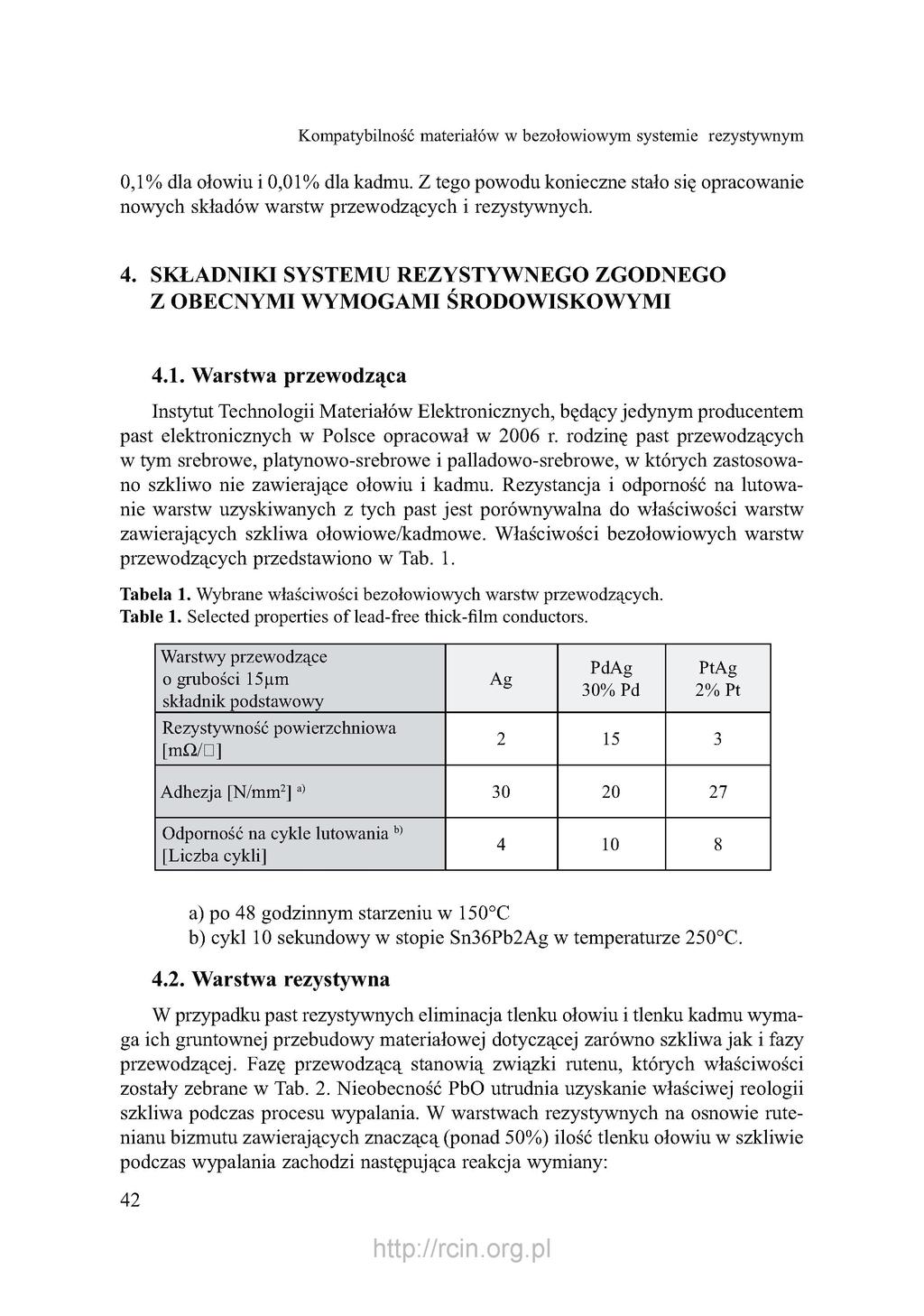 Kompatybilność materiałów w bezołowiowym systemie rezystywnym 0,1% dla ołowiu i 0,01% dla kadmu. Z tego powodu konieczne stało się opracowanie nowych składów warstw przewodzących i rezystywnych. 4.