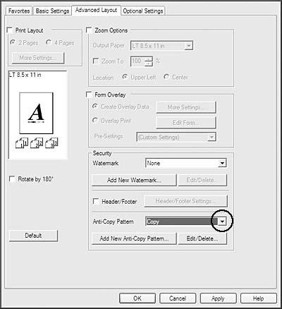2. Wybierz Copy z rozwijanej listy Anti-Copy Pattern. 3. Aby wprowadzić szczegółowe ustawienia, kliknij przycisk Edit/Delete.