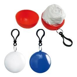 Ponczo przeciwdeszczowe KUGEL Przeciwdeszczowe ponczo umieszczone w plastikowym etui w kształcie kulki w kolorze czerwonym.