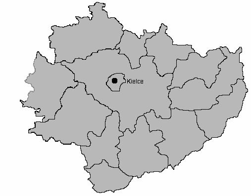 Na mapie województwa łódzkiego i świętokrzyskiego zaznaczone zostały miejscowości, w których zorganizowano poszczególne ośrodki.
