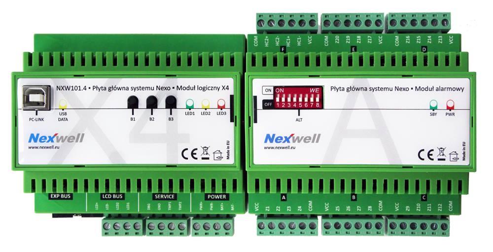 Nexwell System Nexo 2. Opis ogólny 2.1. Zastosowanie Płyta główna X3 i X4, zwana również centralą Nexo, to centralny moduł zarządzający systemem. Realizuje ona liczne funkcje, np.