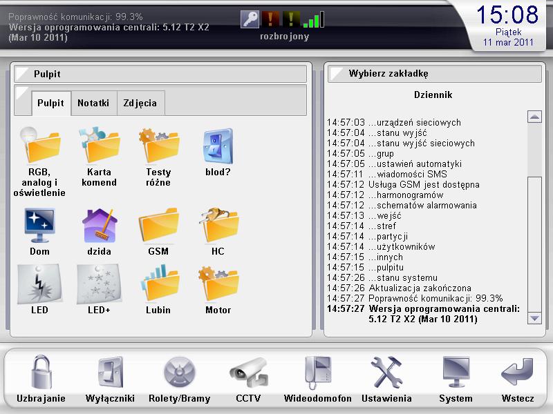 Nexwell System Nexo 5. Programowanie Po uruchomieniu centrali, należy poczekać na uruchomienie się paneli LCD, umieszczonych na ścianie w budynku.