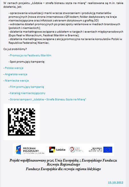 informacje dotyczące projektu na stronie internetowej kampanii