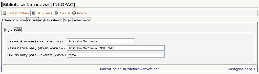 Przykład konfiguracji bazy system zakładek konfiguracyjnych 23