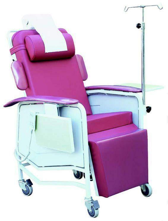 Fotel do pobierania krwi 2077-3 z jednym silnikiem, elektrycznie regulowane oparcie Wysokość siedziska: 640mm Długość: 1730mm Szerokość: 800mm Siedzisko: 530mm x 440mm 530mm x 770mm