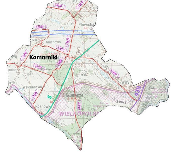Tabela 17. Wykaz dróg powiatowych na terenie gminy Komorniki Lp.