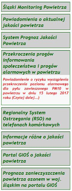 gov.pl Aktualne wyniki pomiarów stężeń