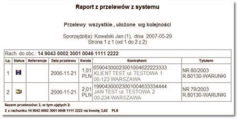 [Drukuj] - pozwala na wyświetlenie danych w formacie gotowym do wydruku, a