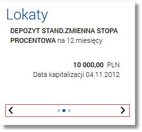 Rozdział 4 Widżet Lokaty poprzedniej). Wizualizacja ma formę kółek, w tym jednego o innym kolorze.