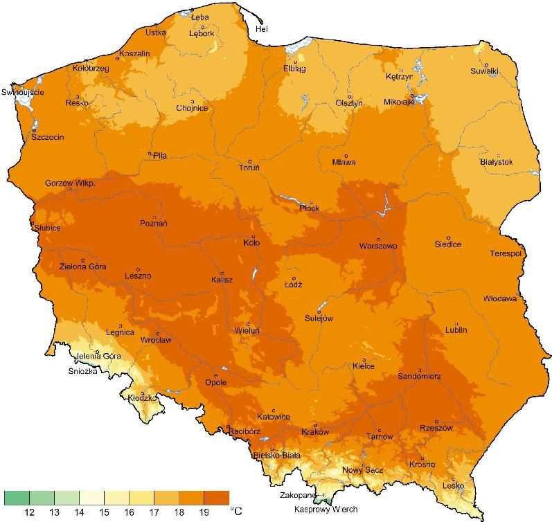 Wyniki techniczno-produkcyjne osiągnięte w kampanii cukrowniczej 2013/2014 w Polsce Strona: 12 z 38 Tab. 14. Średnia miesięczna temp.