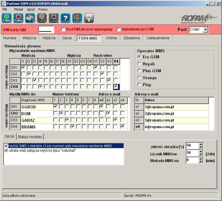 - przeciążenie wyjścia OUT1 wyjście OUT1 ok nieudane połączenie głosowe brak połączenia z telefonem powrót połączenia z telefonem restart zasilania restart wewnętrzny np.