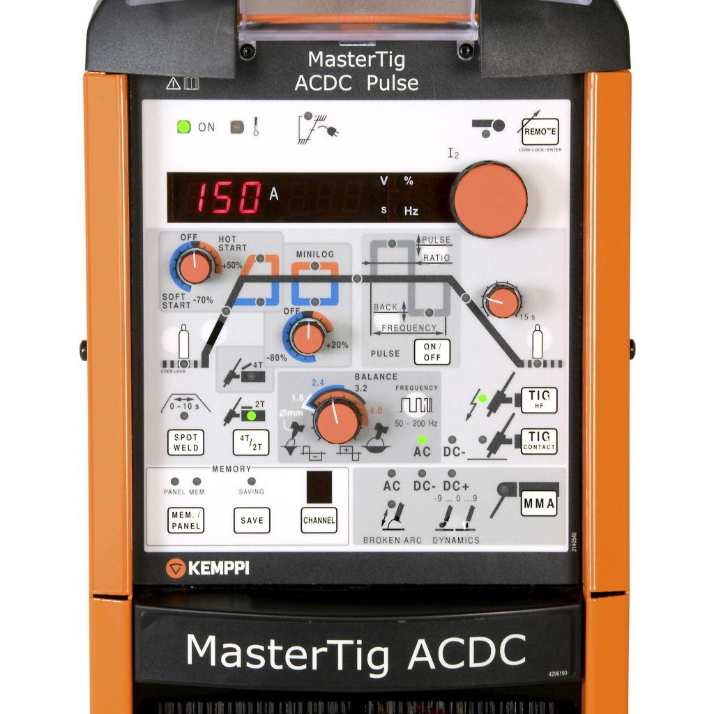 Urządzenie może również służyć jako wydajne źródło prądu do spawania MMA. Control panel ACDC Pulse Panel ACDC Pulse jest wyposażony w najszerszy zestaw funkcji.