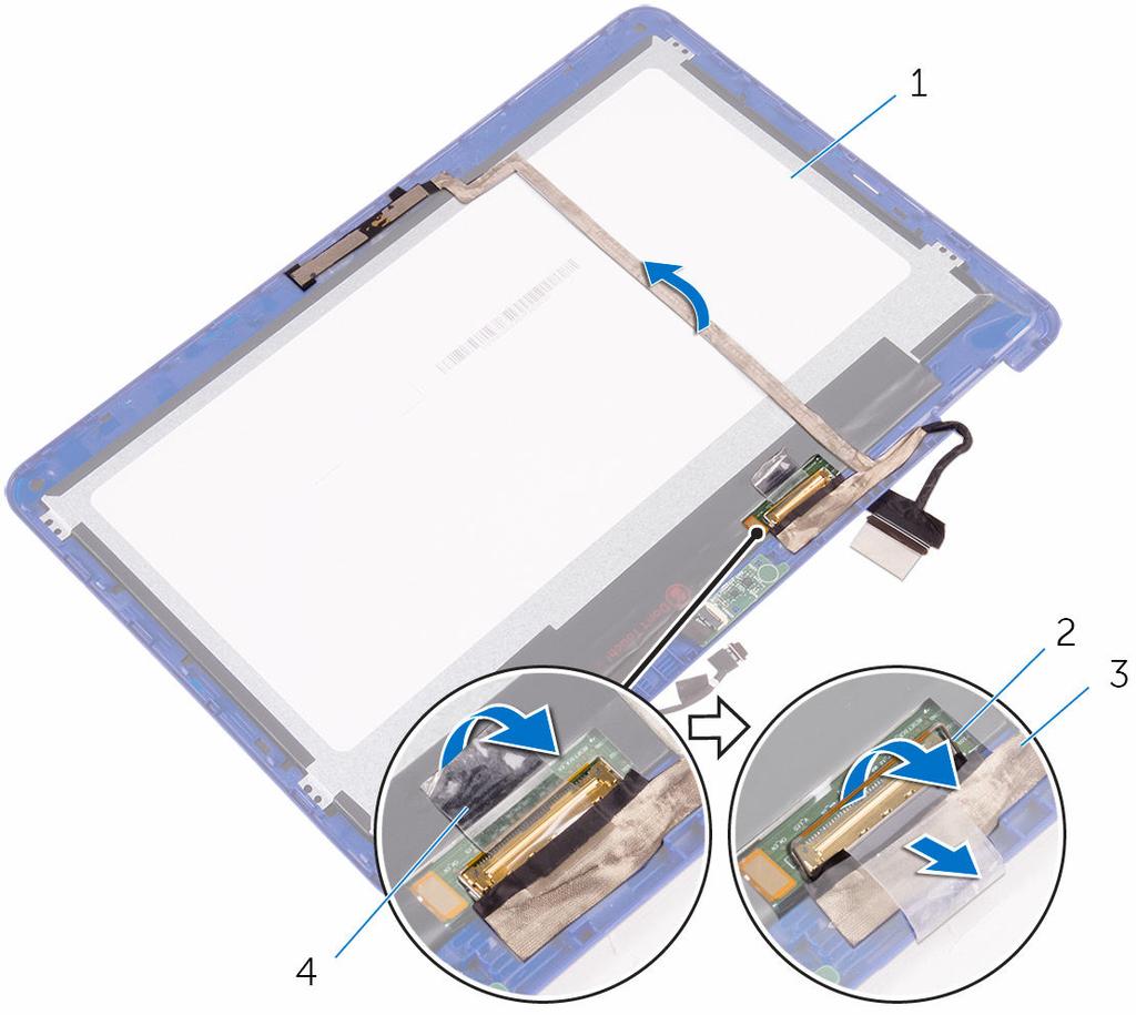 3 Przyklej taśmę mocującą kabel wyświetlacza do panelu wyświetlacza.