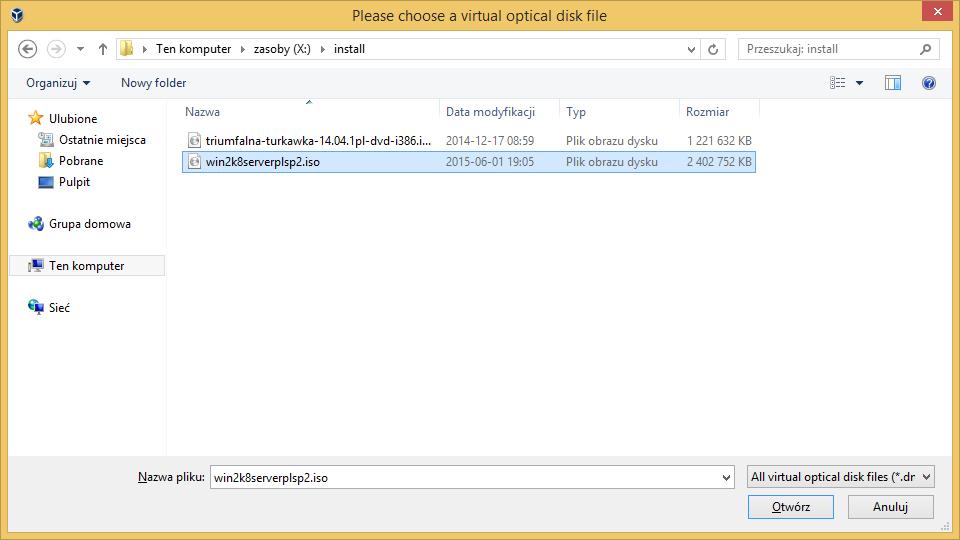 Wskazując plik o nazwie win2k8serverplsp2.