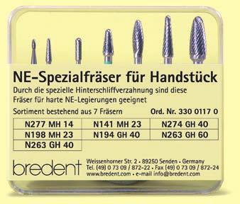 Frezy ze szlifem tylnim Ostrze specjalne: MH/NE N141 MH 23 500 104 141190 023 Frez N141 MH 23 idealnie opracowuje powierzchnie koroni mostów z
