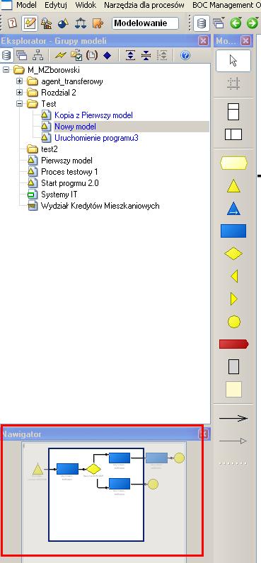 Nawigator Nawigator pokazuje, która cześć modelu jest obecnie wyświetlana w Oknie