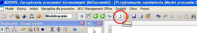 Tworzenie modeli I Aby utworzyć nowy model należy kliknąć na pasku Szyki dostęp