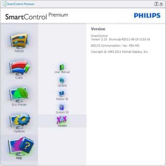 3. Optymalizacja obrazu Menu Help>Version (Pomoc>Wersja) - Będzie aktwyne wyłącznie po wybraniu pozycji Version (Wersja) z menu rozwijanego Help (Pomoc).