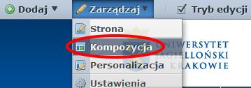 ZARZĄDZAJ STRONAMI Po najechaniu na napis Zarządzaj zostanie wyświetlona lista