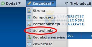 Ustawienia Redakcja serwisu umożliwia