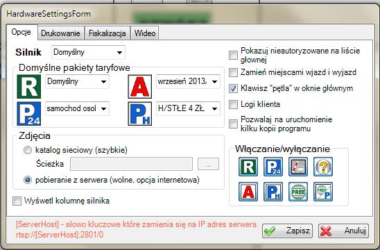 KONFIGURACJA PROGRAMU Klikając na strzałkę obok klawisza Konfiguracja możemy: stworzyć sektory, miejsca postojowe oraz poziomy parkingu, modyfikować plan parkingu, zrestartować serwer w przypadku