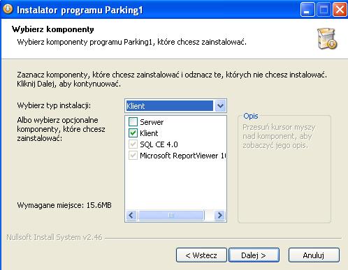 Instalacja programu W oknie instalacji programu należy wybrać komponenty, które chcemy zainstalować.