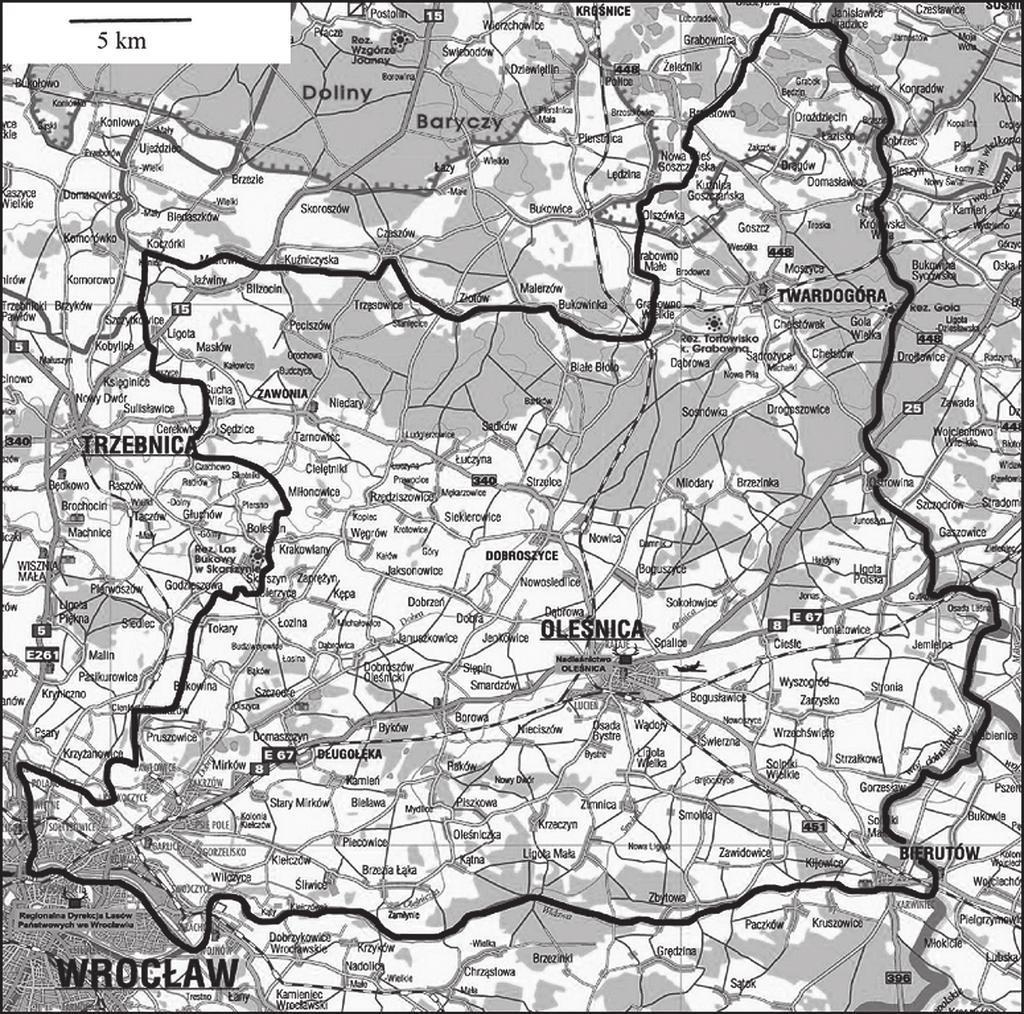 17 Le ne-siedliska-przyrodnicze-ese-natura-2000-w-nadle nictwie-ole nica- l¹ska 17 Ryc. 1. Po³o enie Nadle nictwa Ole nica l¹ska Fig. 1. Location of Ole nica l¹ska Inspectorate procesy peryglacjalne ( urawek 2005).